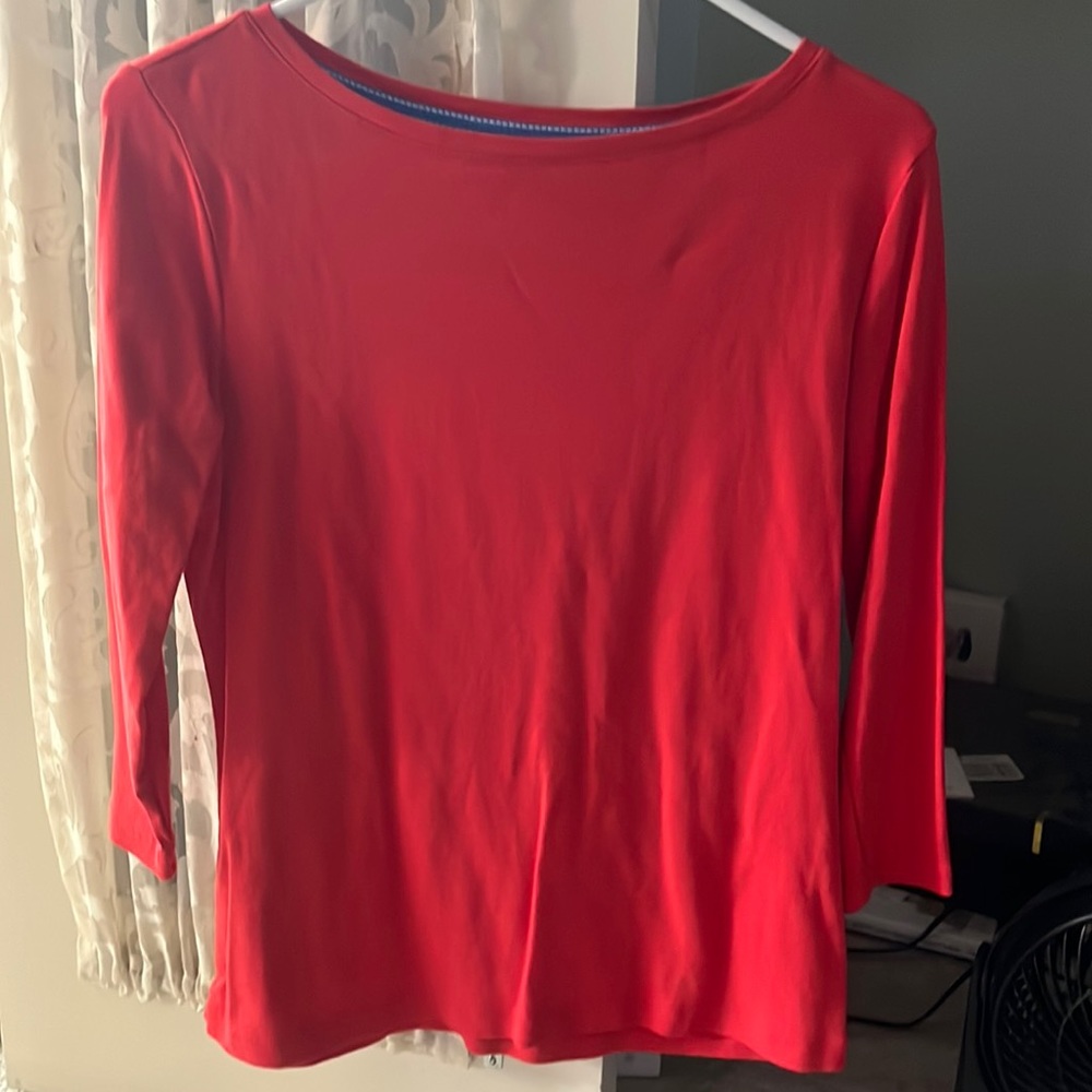 Cotton, boat-neck, orange top